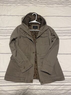 Lucky Brand Olive Utility Jacket with Quilted Brown Liner